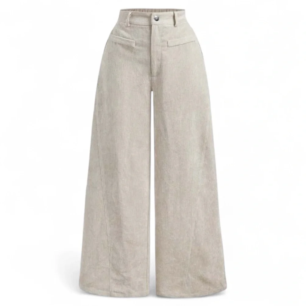 Women's Vintage mCorduroy Trousers Simple Wide Leg Trousers for in Khaki. Large - Picture 1 of 6